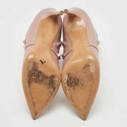 Pre Owned Valentino Pink Leather Rockstud Ankle Boots Size 38