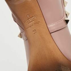 Pre Owned Valentino Pink Leather Rockstud Ankle Boots Size 38