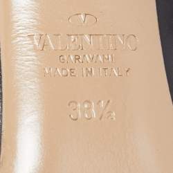 Pre Owned Valentino Black Leather Rockstud Ankle Strap Pumps Size 38.5