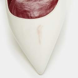 Pre Owned Valentino White Patent Leather VLTN Pointed Toe Pumps Size 37.5 