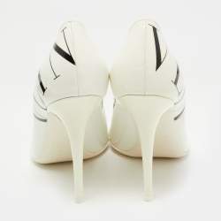 Pre Owned Valentino White Patent Leather VLTN Pointed Toe Pumps Size 37.5 