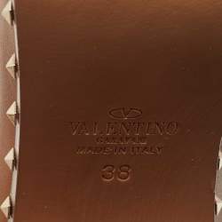 Pre Owned Valentino Tan Leather Rockstud Loafer Pumps Size 38