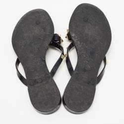 Pre Owned Valentino Black Jelly Rockstud Bow Thong Flats Size 38