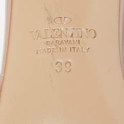 Pre Owned Valentino Beige Leather Rockstud Slide Sandals Size 39