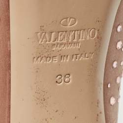 Pre Owned Valentino Pink Satin Crystal Embellished Open Toe Pumps Size 38
