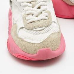 Pre Owned Valentino White Suede and Mesh Low Top Sneakers Size 39.5