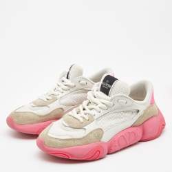 Pre Owned Valentino White Suede and Mesh Low Top Sneakers Size 39.5