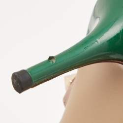 Pre Owned Valentino Green/Beige Patent and Leather Rockstud Pumps Size 39