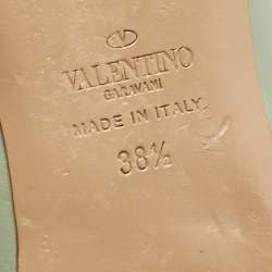Pre Owned Valentino Light Green Leather Rockstud Ballet Flats Size 38.5