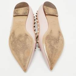 Pre Owned Valentino Pink Leather Rockstud Ballet Flats Size 38.5