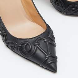 Pre Owned Valentino Black Leather Swirl Detail Pointed Toe Pumps Size 38