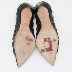 Pre Owned Valentino Black Leather Swirl Detail Pointed Toe Pumps Size 38