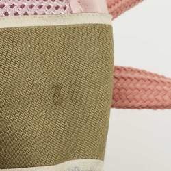 Pre Owned Valentino Pink Leather and Lace  Rockrunner Sneakers Size 38