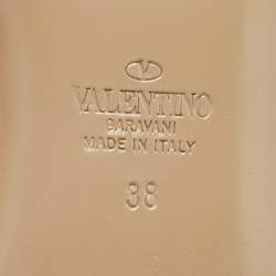 Pre Owned Valentino Beige Leather Roman Stud Flat Slides Size 38