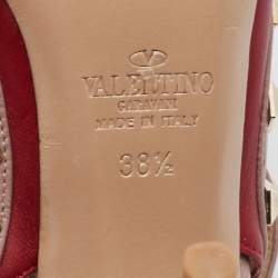 Pre Owned Valentino Red/Pink Leather Rockstud Pumps Size 38.5