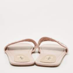 Pre Owned Valentino Pink Quilted Leather Rockstud Spike Slide Flats Size 40