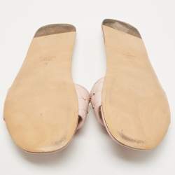 Pre Owned Valentino Pink Quilted Leather Rockstud Spike Slide Flats Size 40