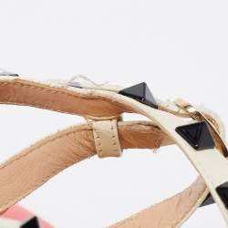 Pre Owned Valentino Multicolor Leather Rockstud Ankle Strap Pumps Size 39