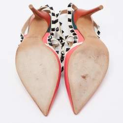 Pre Owned Valentino Multicolor Leather Rockstud Ankle Strap Pumps Size 39