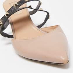مملوكة مسبقًا Valentino Beige Leather Rockstud  Mules Size 39