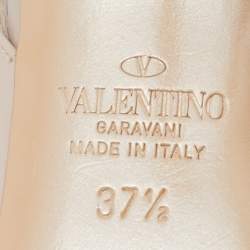 Pre Owned Valentino Beige Patent and Leather Rockstud Slingback Pumps Size 37.5