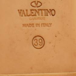 مملوكة مسبقًا Valentino Dark Green Leather Rockstud Espadrille Flats Size 39