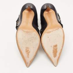 Pre Owned Valentino Two Tone Leather Love Latch Detail Eyelet Embellished Pumps Size 36.5