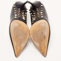 Pre Owned Valentino Black Leather Rockstud Pumps Size 38