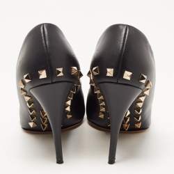 Pre Owned Valentino Black Leather Rockstud Pumps Size 38