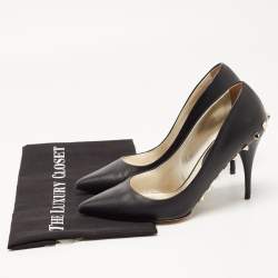 Pre Owned Valentino Black Leather Rockstud Pumps Size 38