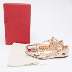 Valentino Gold Sequins and Leather  Rockstud Ballet Flats Size 37.5 