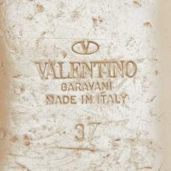 Pre Owned Valentino White Leather Rockstud Slide Flats Size 37