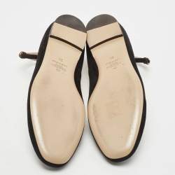 Pre Owned Valentino Black Suede Ankle Strap Ballet Flats Size 38