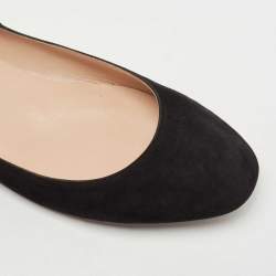 Pre Owned Valentino Black Suede Ankle Strap Ballet Flats Size 38