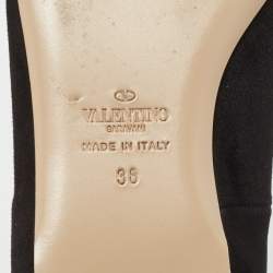 Pre Owned Valentino Black Suede Ankle Strap Ballet Flats Size 38