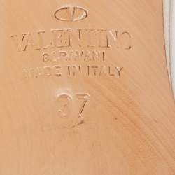 Pre Owned Valentino Gold Leather Rockstud Slide Sandals Size 37