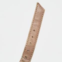 Pre Owned Valentino Beige Leather Rockstud Ankle Strap Pumps Size 36