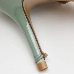 Pre Owned Valentino Blue/Beige Patent and Leather Rockstud Pumps Size 40