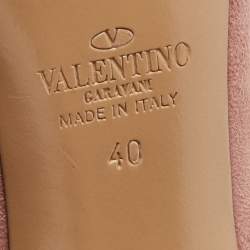 Pre Owned Valentino Beige Leather and Suede Rockstud Ankle Strap Pumps Size 40