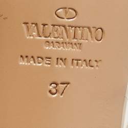 Pre Owned Valentino Cream/Beige Python Embossed and Leather Slingback Flats Size 37