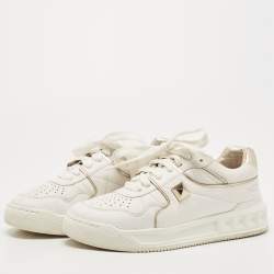Pre Owned Valentino White Leather One Stud Sneakers Size 38