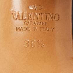 Pre Owned Valentino Black Leather Rockstud  Ankle Strap Sandals Size 38.5