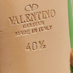 Pre Owned Valentino Green/Beige Patent and Leather Rockstud Pumps Size 40.5