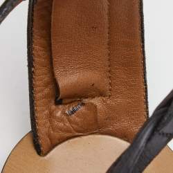 Pre Owned Valentino Black Leather Knee High Gladiator Sandals Size 38