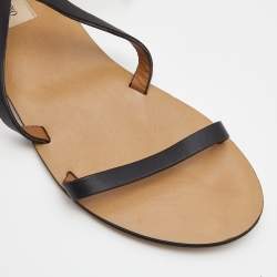 Pre Owned Valentino Black Leather Knee High Gladiator Sandals Size 38