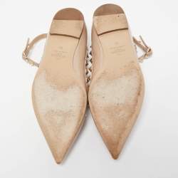 Pre Owned Valentino Two Tone Patent and Leather Rockstud Ankle Strap Ballet Flats Size 38