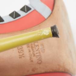 Pre Owned Valentino Multicolor Leather Rockstud Ankle Strap Pumps Size 39.5