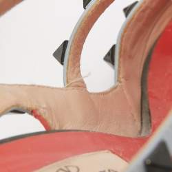 Pre Owned Valentino Multicolor Leather Rockstud Ankle Strap Pumps Size 39.5