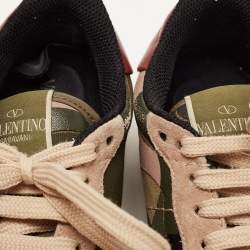 Pre Owned Valentino Multicolor Camo Print Canvas and Suede Rockrunner Sneakers Size 40