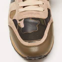 Pre Owned Valentino Multicolor Camo Print Canvas and Suede Rockrunner Sneakers Size 40